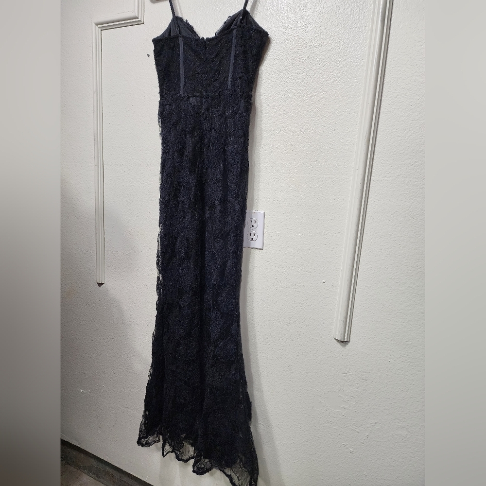 Lulus Sultry Direction Black Floral Lace Sheer Bustier Maxi Dress S Wedding - Picture 10 of 11